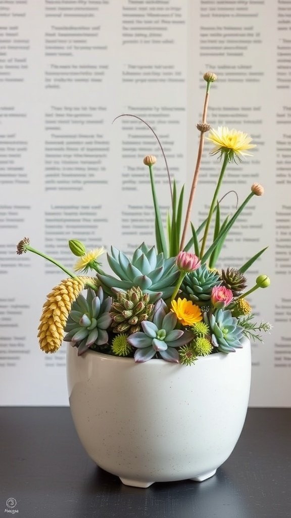 Chic succulent and flower centerpiece for Thanksgiving