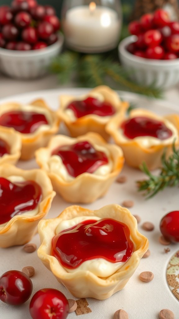Delicious cranberry brie bites on a festive table